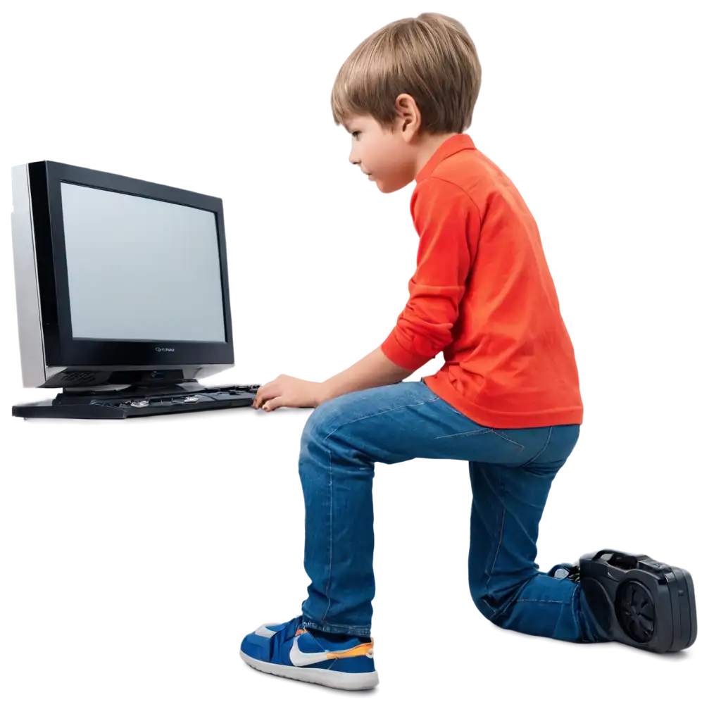 Boy-Playing-on-Console-PNG-Image-for-Enhanced-Digital-Experience