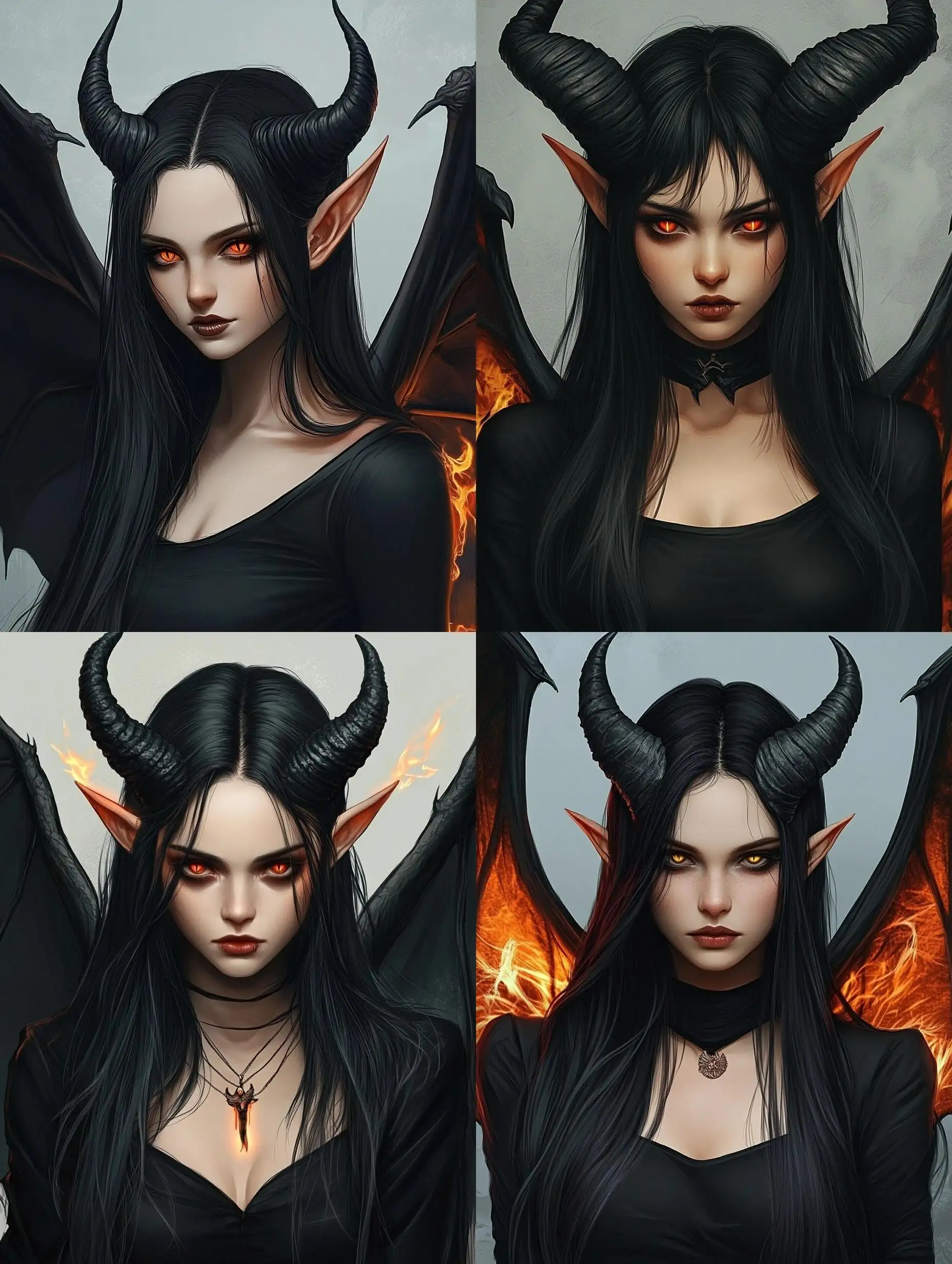 Cute-Elf-Girl-with-Black-Horns-and-Demonic-Wings-in-Black-Clothing