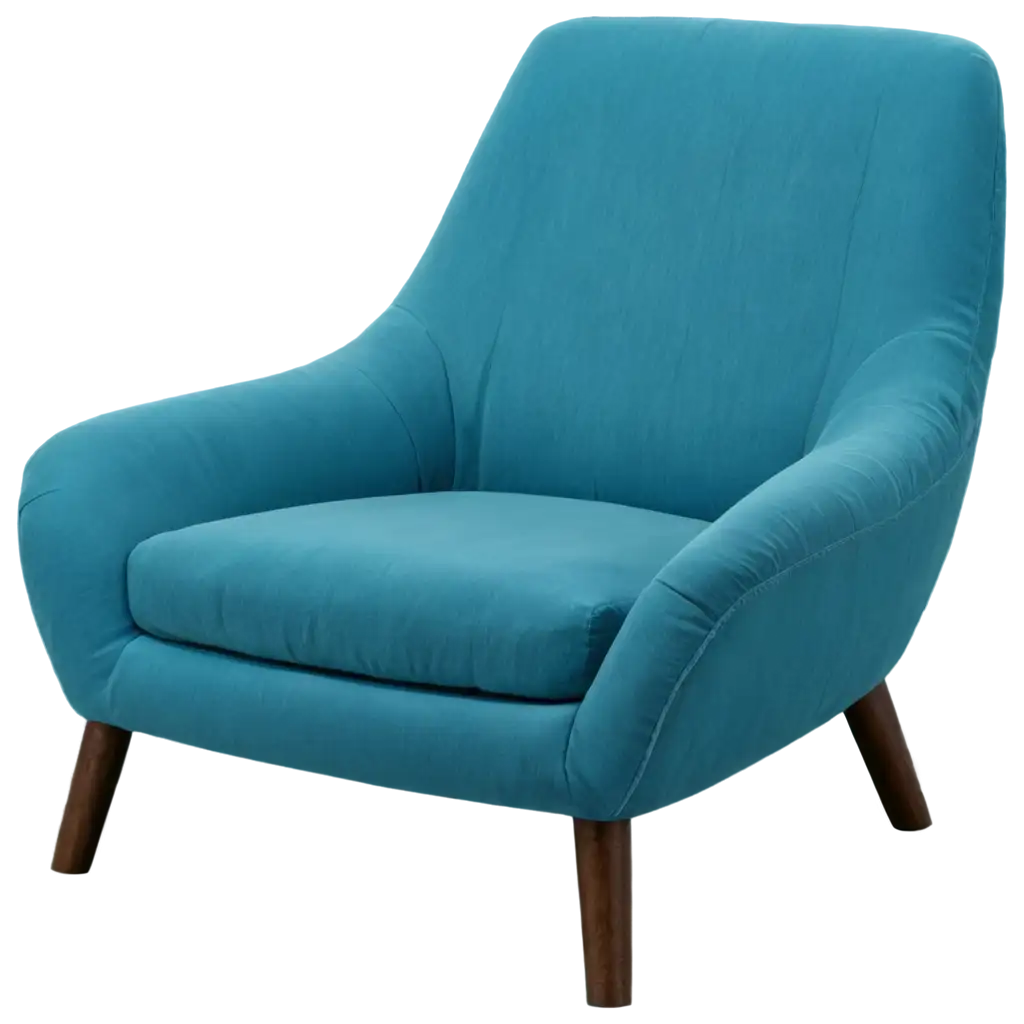 Stylish-Blue-Turquoise-Soft-Chair-on-Wooden-Legs-PNG-for-Stunning-Visual-Clarity