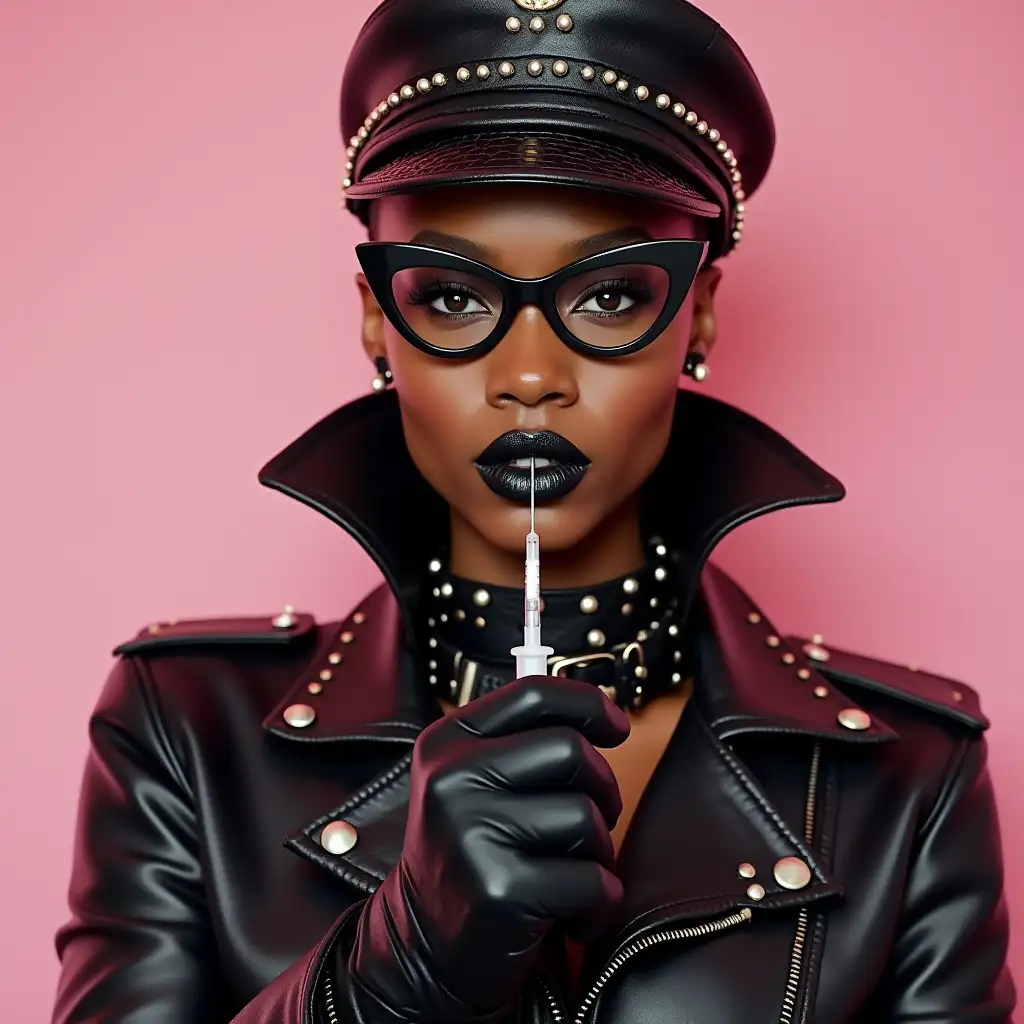 Danai-Gurira-in-Studded-Leather-Outfit-with-Injection-Needle