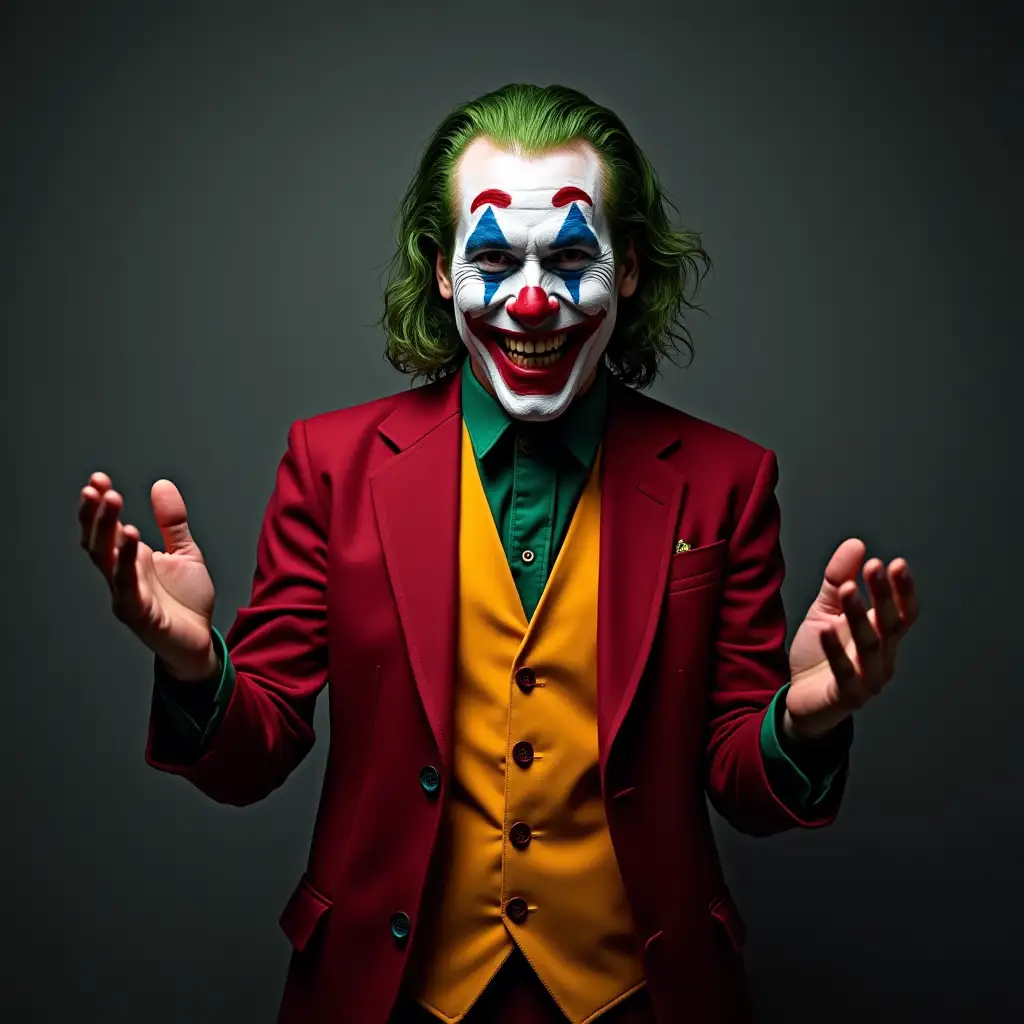 Joker with smile and hands spread