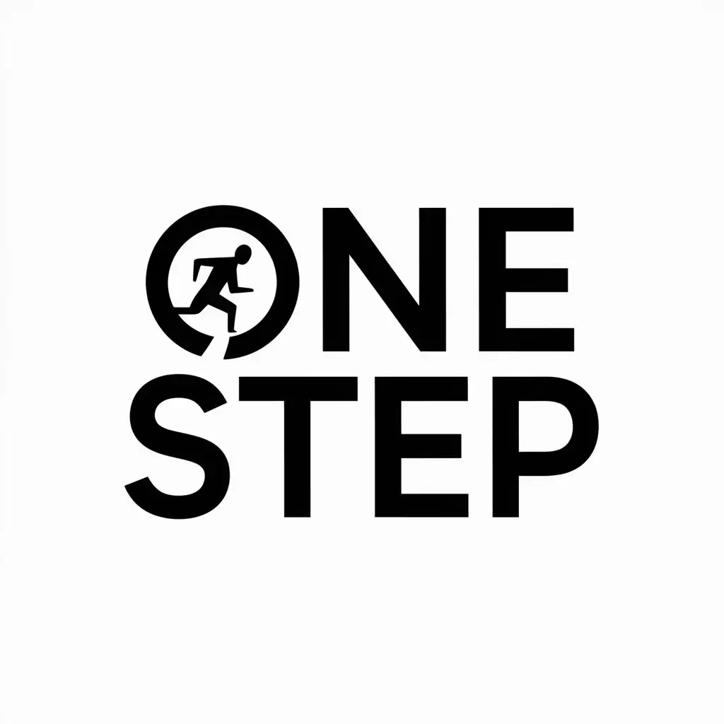 a vector logo design,with the text "one step", main symbol:running,Moderate,be used in Sports Fitness industry,clear background