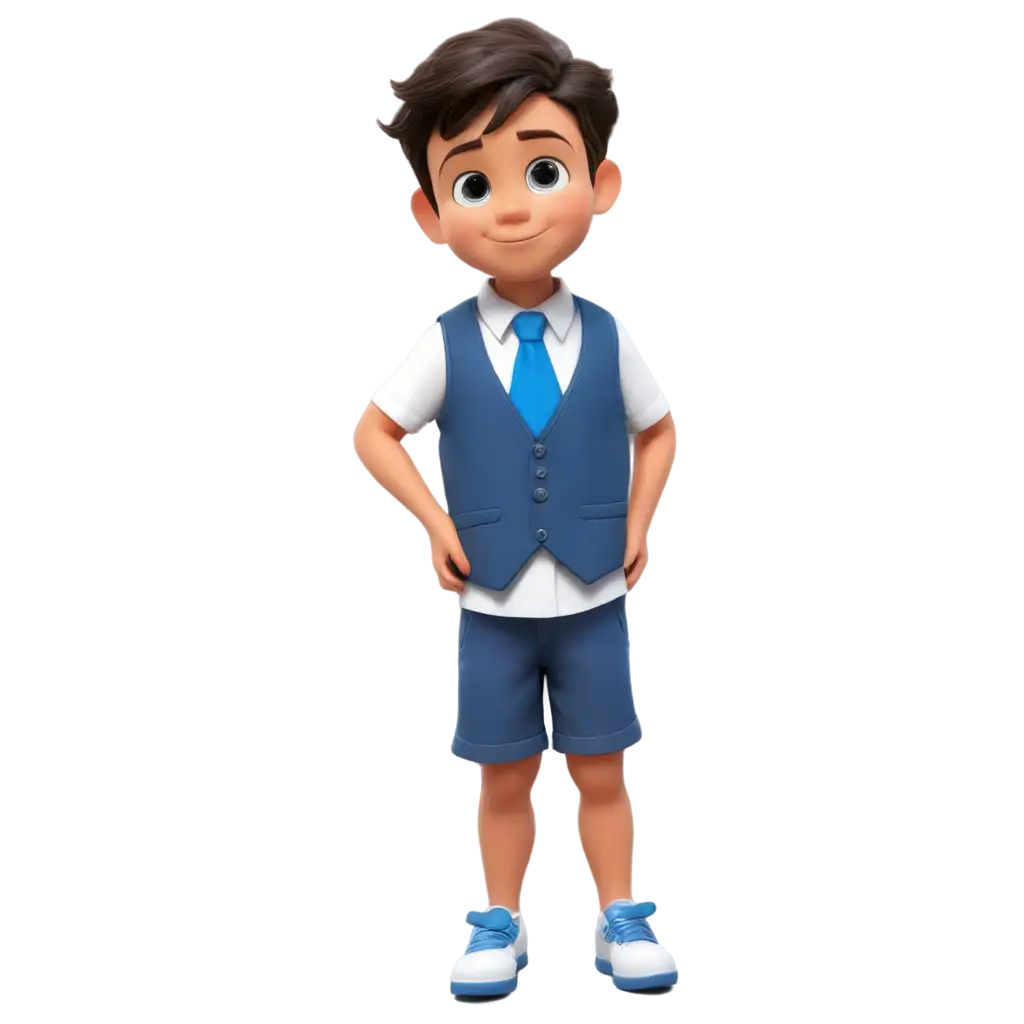 Cute-Cartoon-Kindergarten-Boy-PNG-Image-with-Blue-Vest-Tie-and-Shorts-HighQuality-Image-for-Multiple-Uses