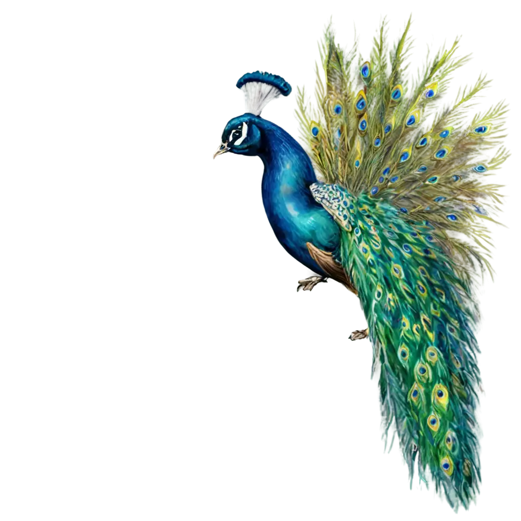 Watercolor-Sketched-Peacock-Vector-PNG-Exquisite-Artistic-Rendering-for-Digital-and-Print-Media