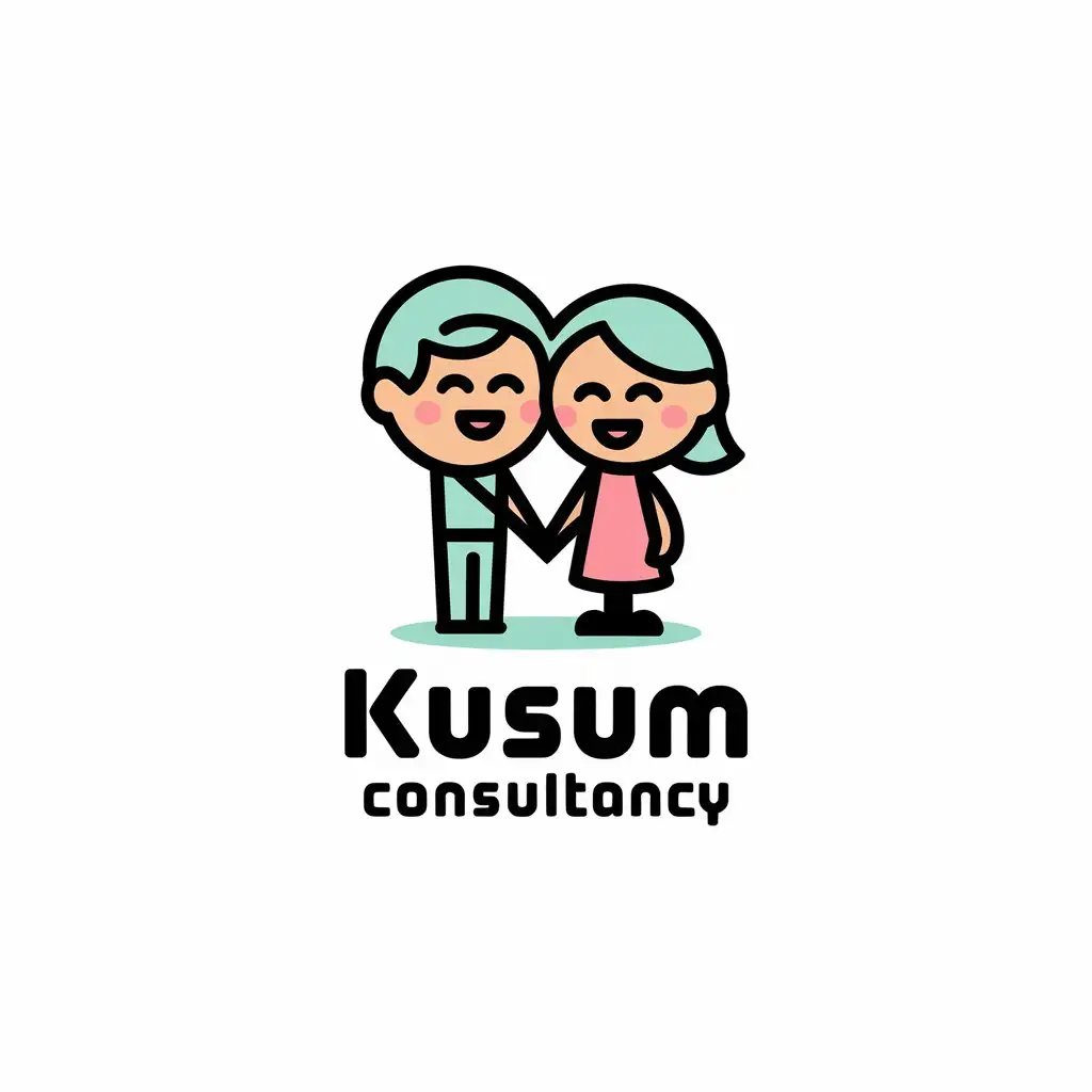 LOGO Design for Kusum Consultancy Cheerful Couple in Pastel Colors with Simplistic Features