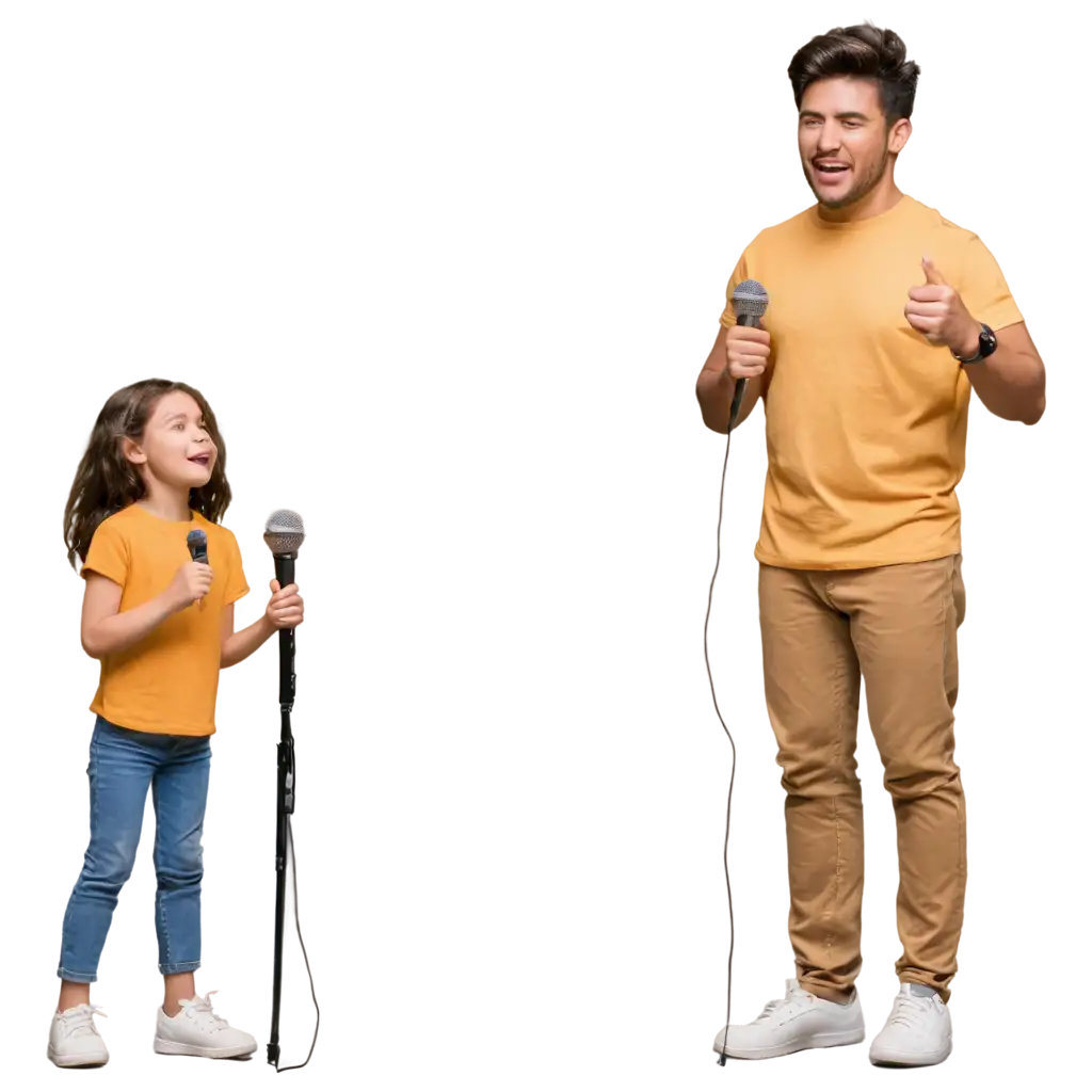 HighQuality-PNG-Image-of-Father-and-Daughter-Singing-Animated-with-Microphone