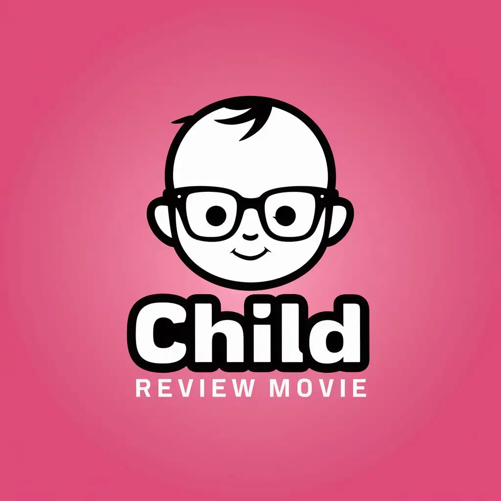 LOGO-Design-for-Child-Review-Movie-Cute-Chibi-Baby-with-Glasses-on-Pink-Background