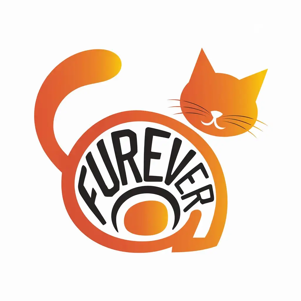 LOGO-Design-For-FurEver-Orange-Cat-Tail-with-FurEver-Text-Clear-Background