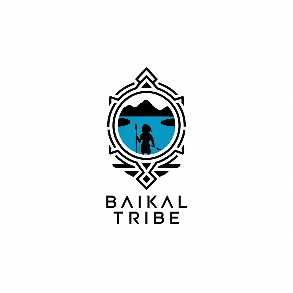 LOGO-Design-for-Baikal-Tribe-Minimalistic-Lake-Mountain-and-Tribe-Symbol