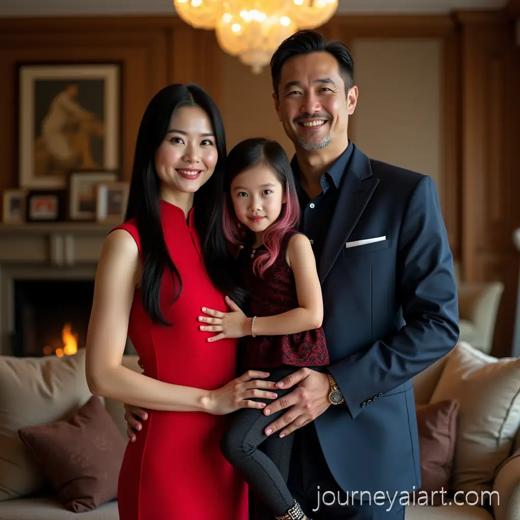 Elegant-Asian-Family-PElegant-family-portraitosing-in-Luxurious-Living-Room