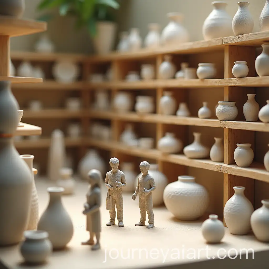 Tiny-Figures-ShowcAI-Image-Prompt-Expansionasing-Concrete-Vases-and-Sculptures-in-Art-Showroom
