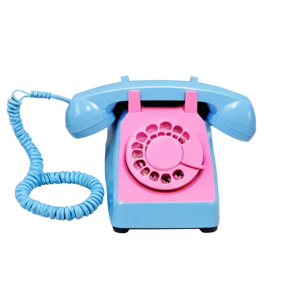 Vibrant-Blue-and-Pink-Rotary-Phone-PNG-Image-with-Delivery-Bicycle-Cord-Symbol