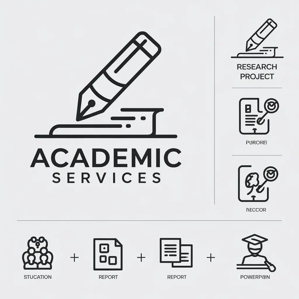 LOGO Design for Academic Services Vector Design with Research Projects Reports PowerPoint and Exam Solutions