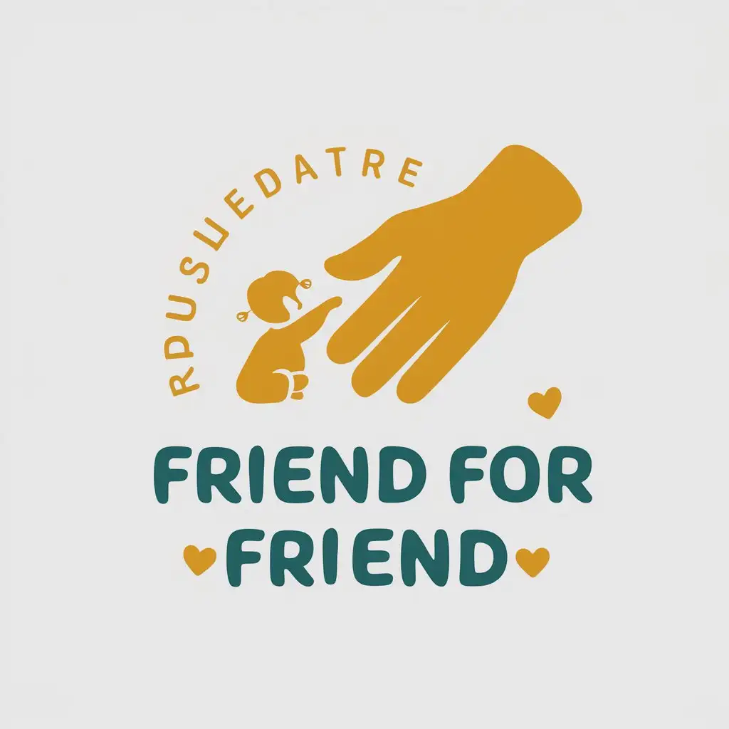 a vector logo design,with the text "friend for friend", main symbol:hand of a loving and caring daycare worker in Russian style to a child,Moderate,be used in Education industry,clear background