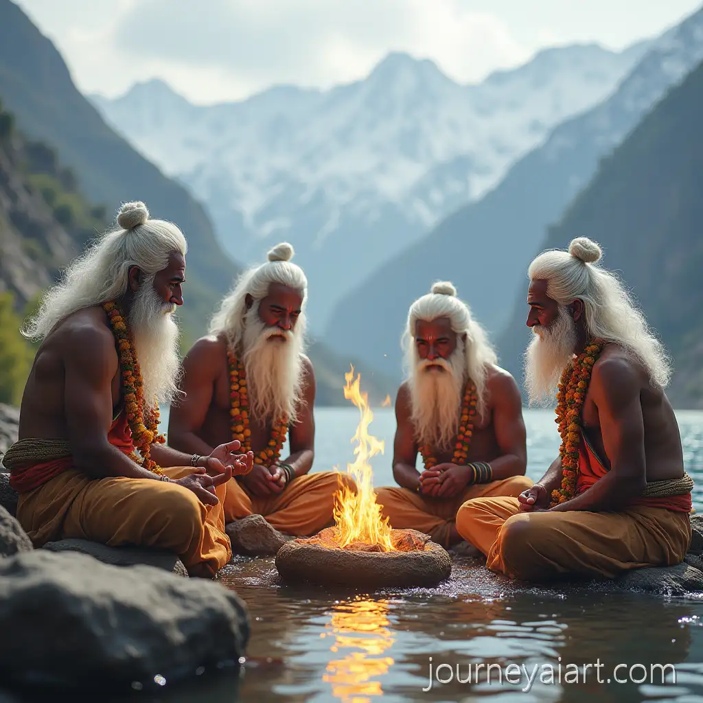 Ancient-Hindu-Rishis-Performing-Yagya-by-a-Snowy-River