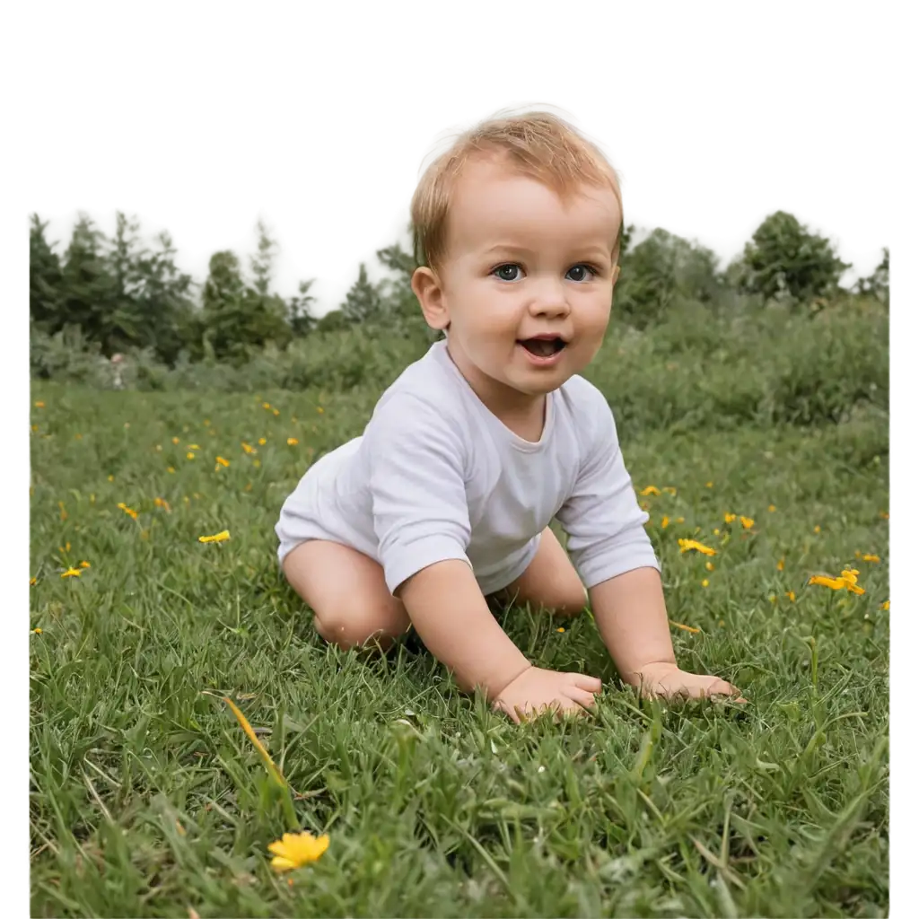 Stunning-Baby-Crawling-in-Meadow-PNG-Image-for-HighQuality-Visuals