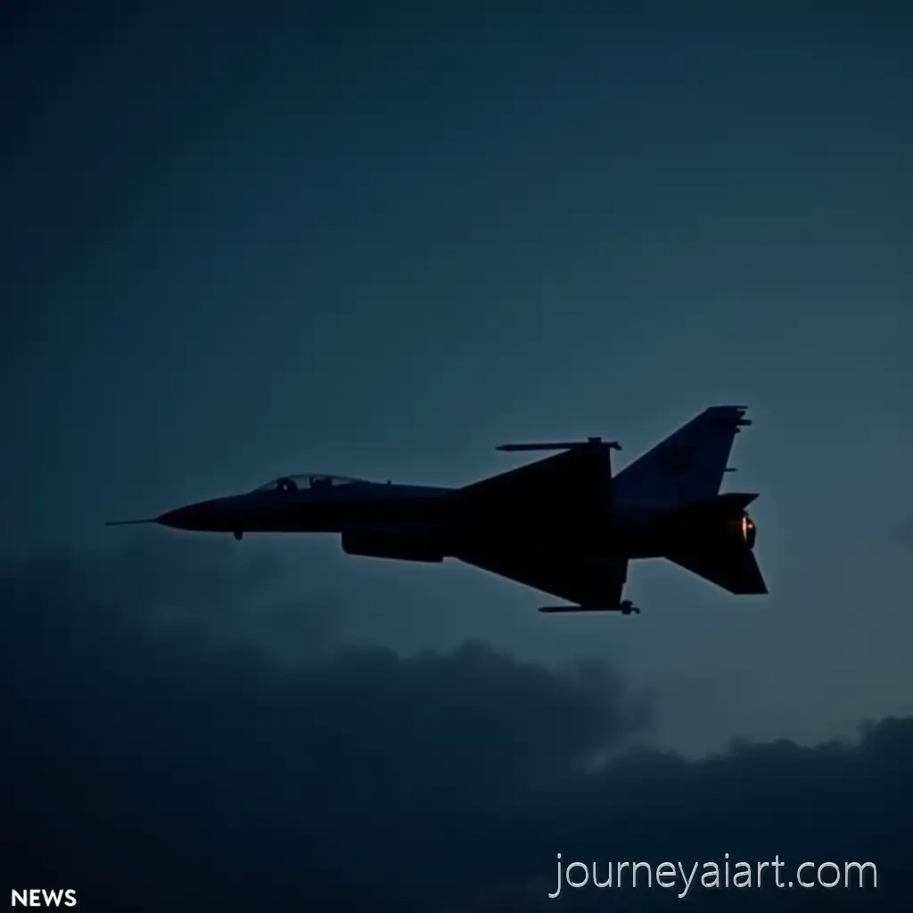 MiG29-Jet-Flying-Low-at-Dusk-with-Cinematic-Metallic-Glint-over-Dark-Navy-Sky