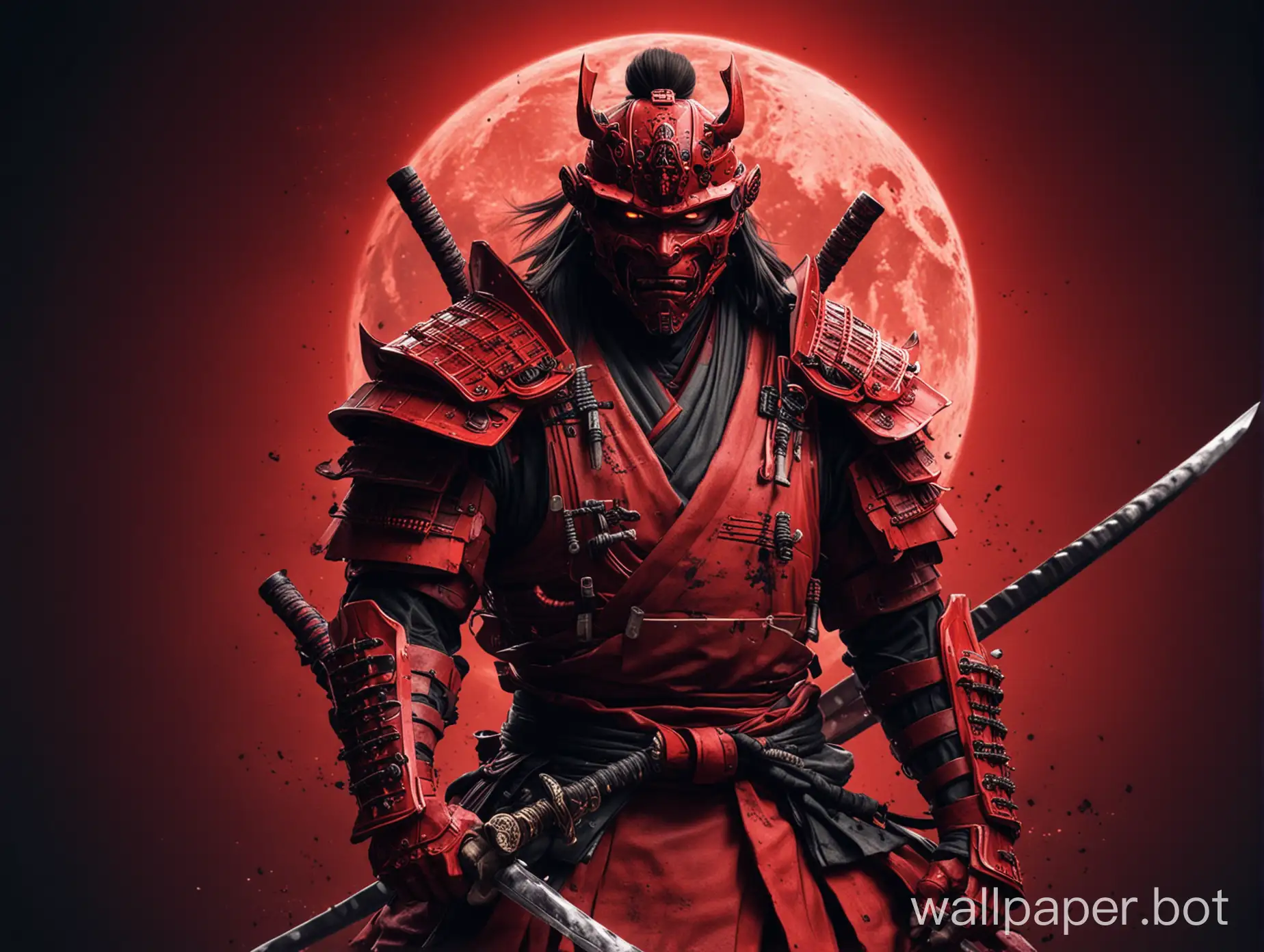 Digital-Red-Samurai-Artwork-in-Futuristic-Cyberpunk-Style