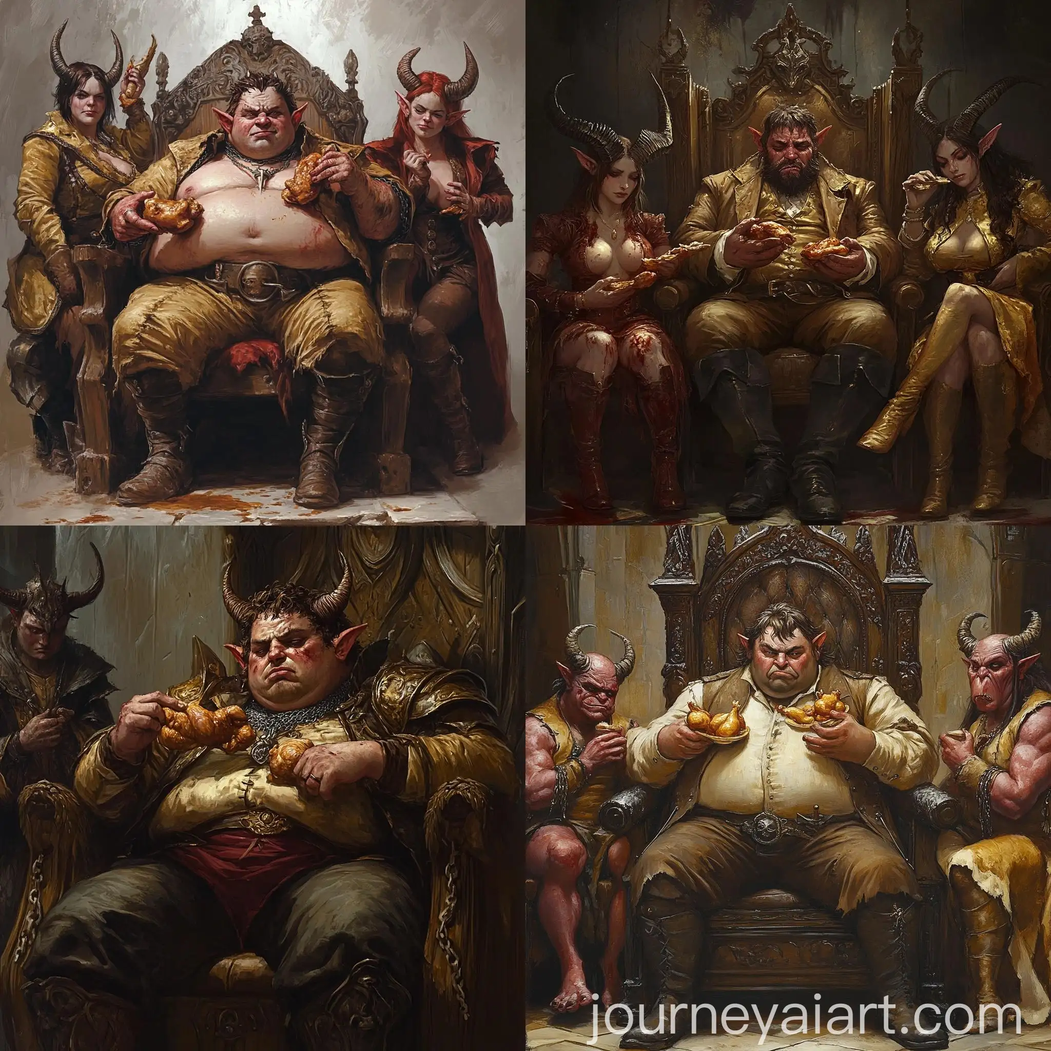 Elven-King-on-Ornate-Throne-with-Tiefling-Courtiers