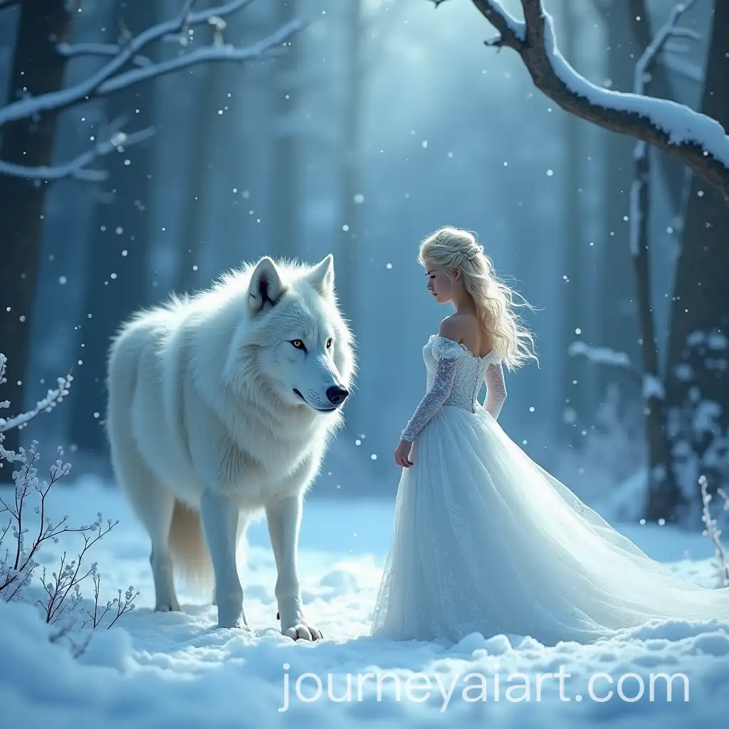 Princess-in-a-Snowstorm-with-a-White-Wolf