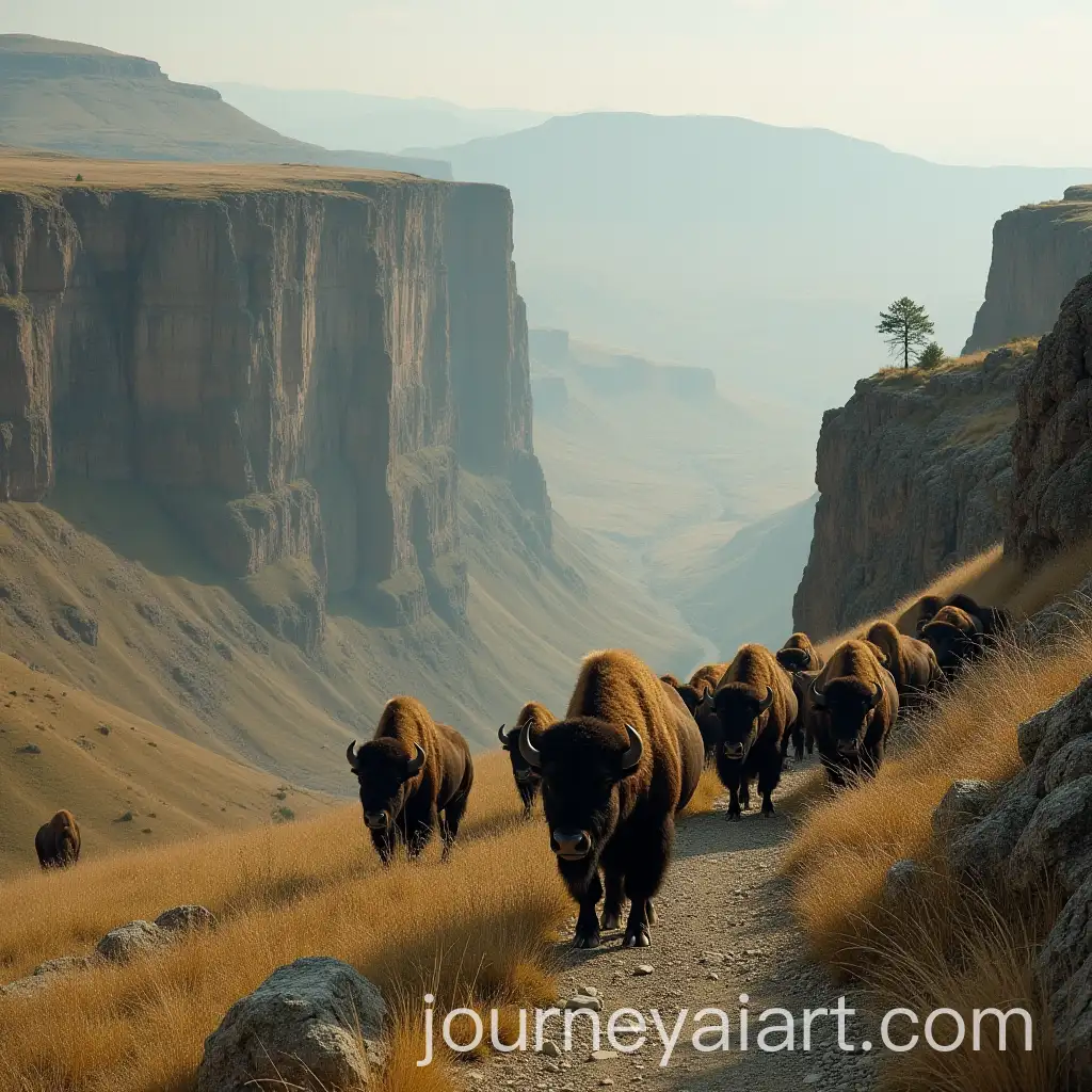 Bison-Hunting-Technique-Bison-Herding-Towards-a-Cliff