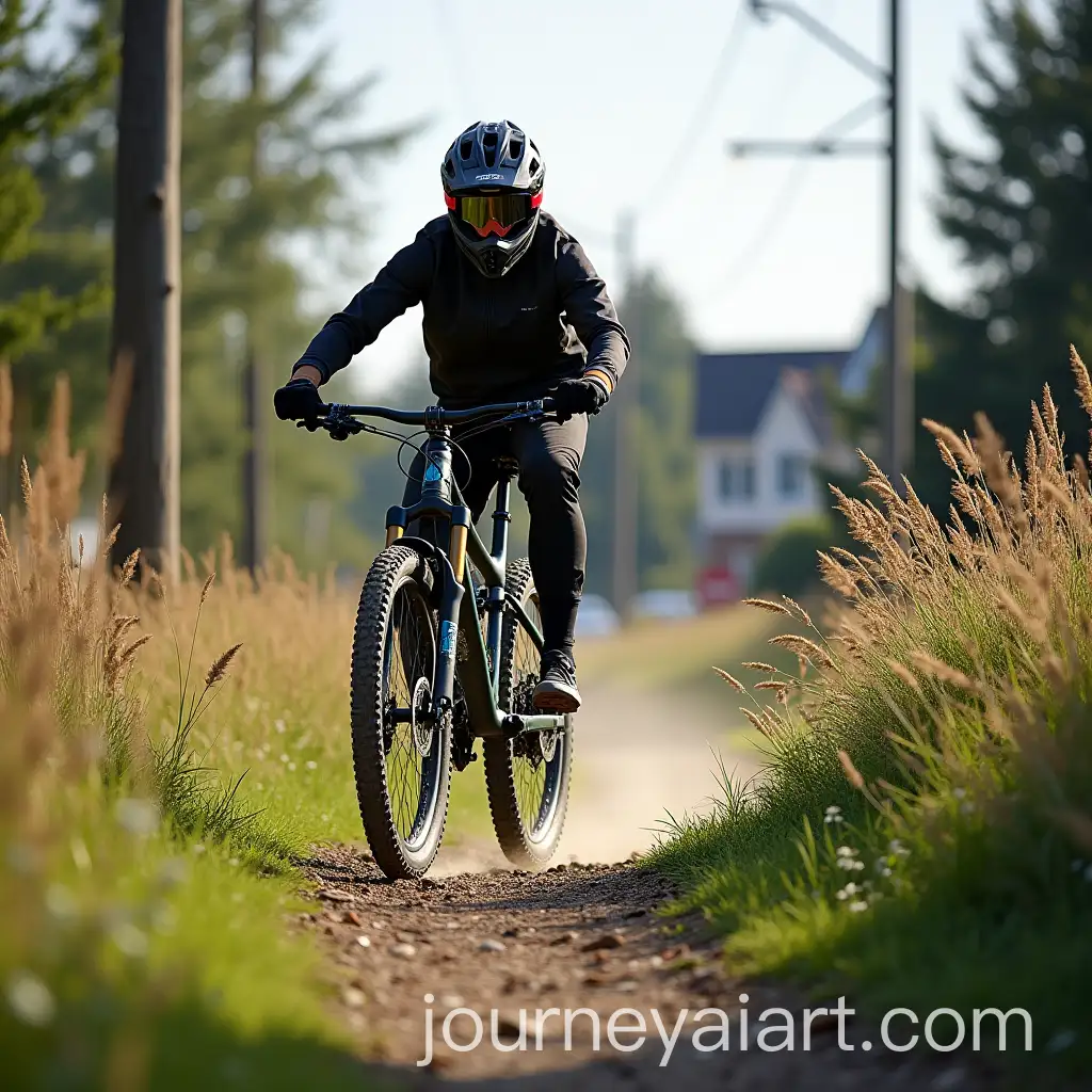 Mountain-Biker-on-Residential-Dock-Street