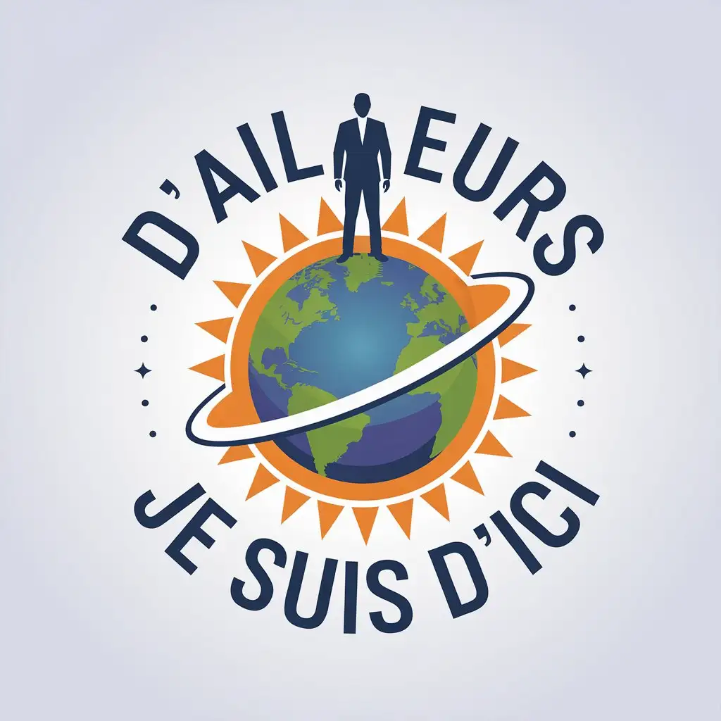 LOGO Design for Dailleurs je suis dici Man Earth and Solar System Symbolism for Technology Industry