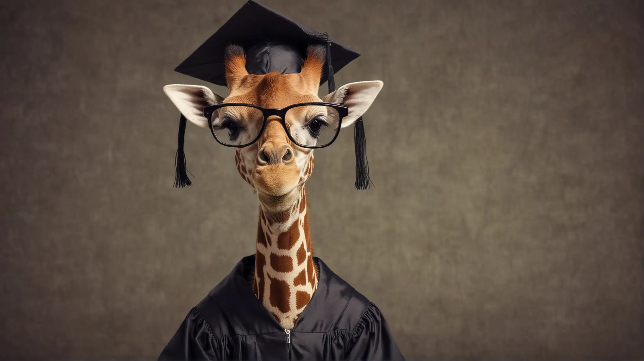 Baby Giraffe Graduates University with Glasses