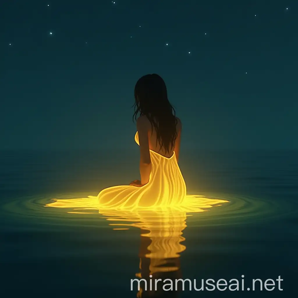 Stunning Digital Light Mermaid in Midnight Ocean