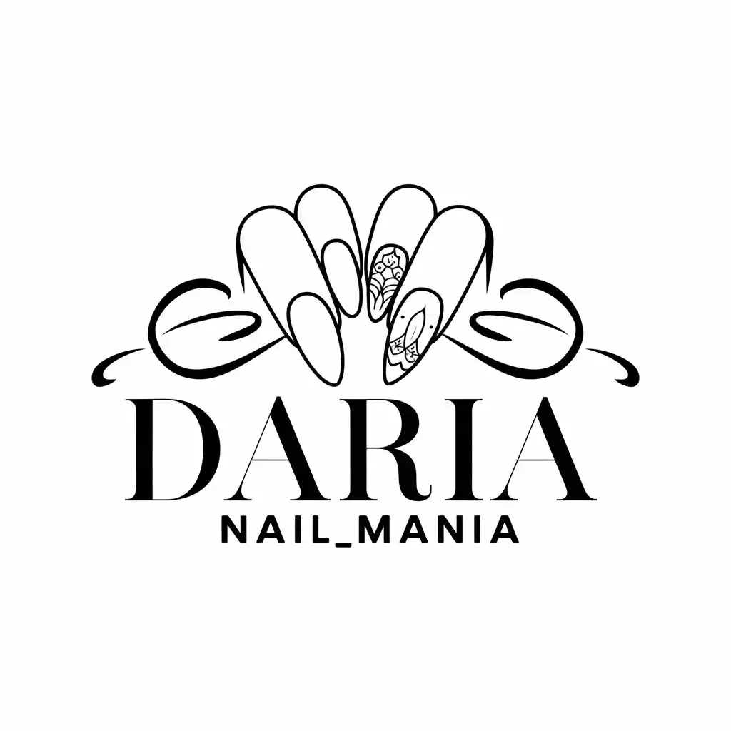 LOGO Design for Daria Nail Mania Vector Nails Manicure Theme for Beauty Spa Industry