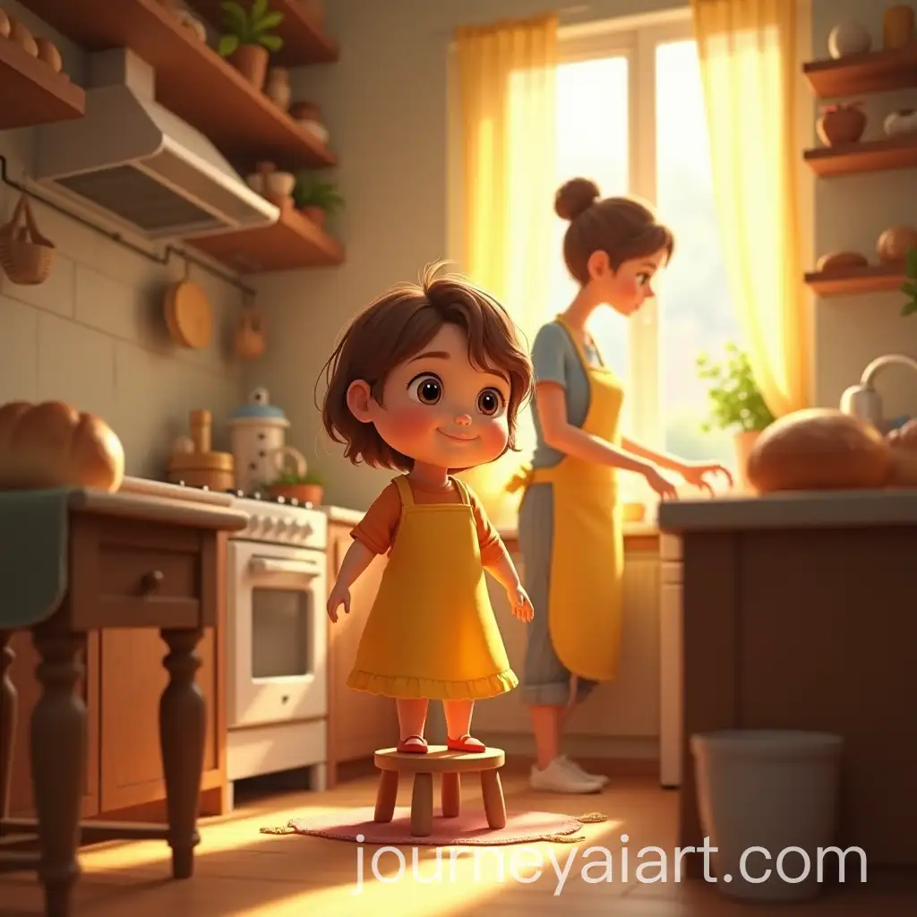 Young-Girl-Watching-Her-Mother-Bake-Bread-in-a-Cozy-Kitchen