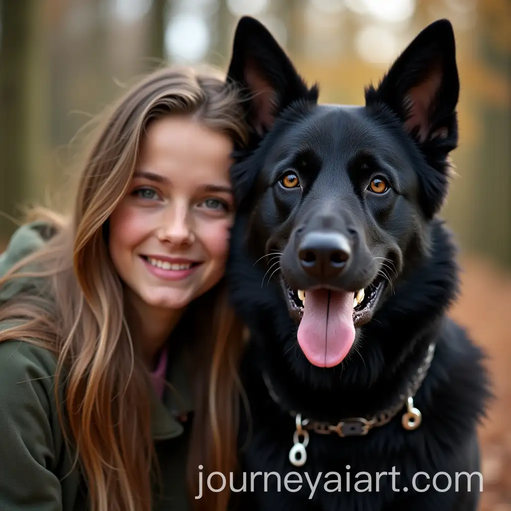 Young-Woman-and-Black-German-Shepherd-Dog-Photoshoot