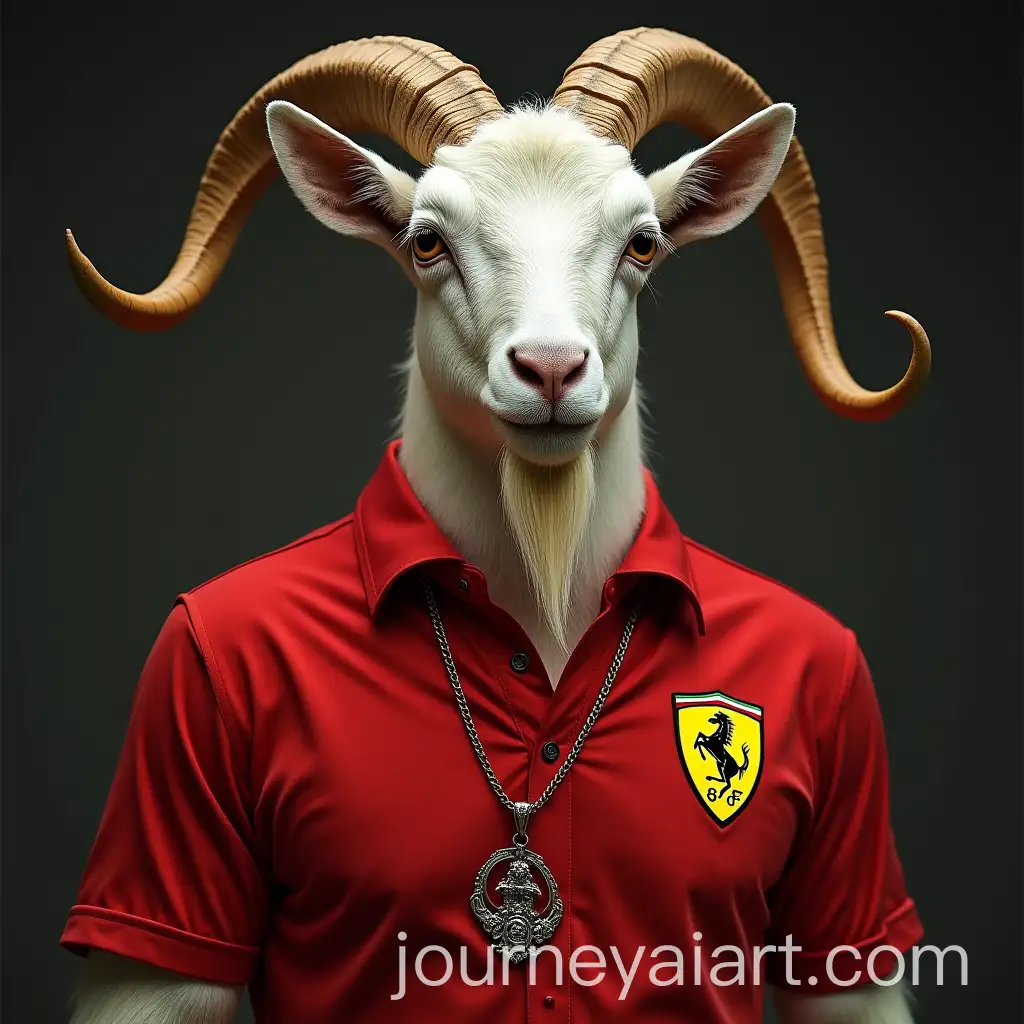 Bold-Billygoat-in-Ferrari-Shirt-Holding-Lyre-and-Masonic-Pendant