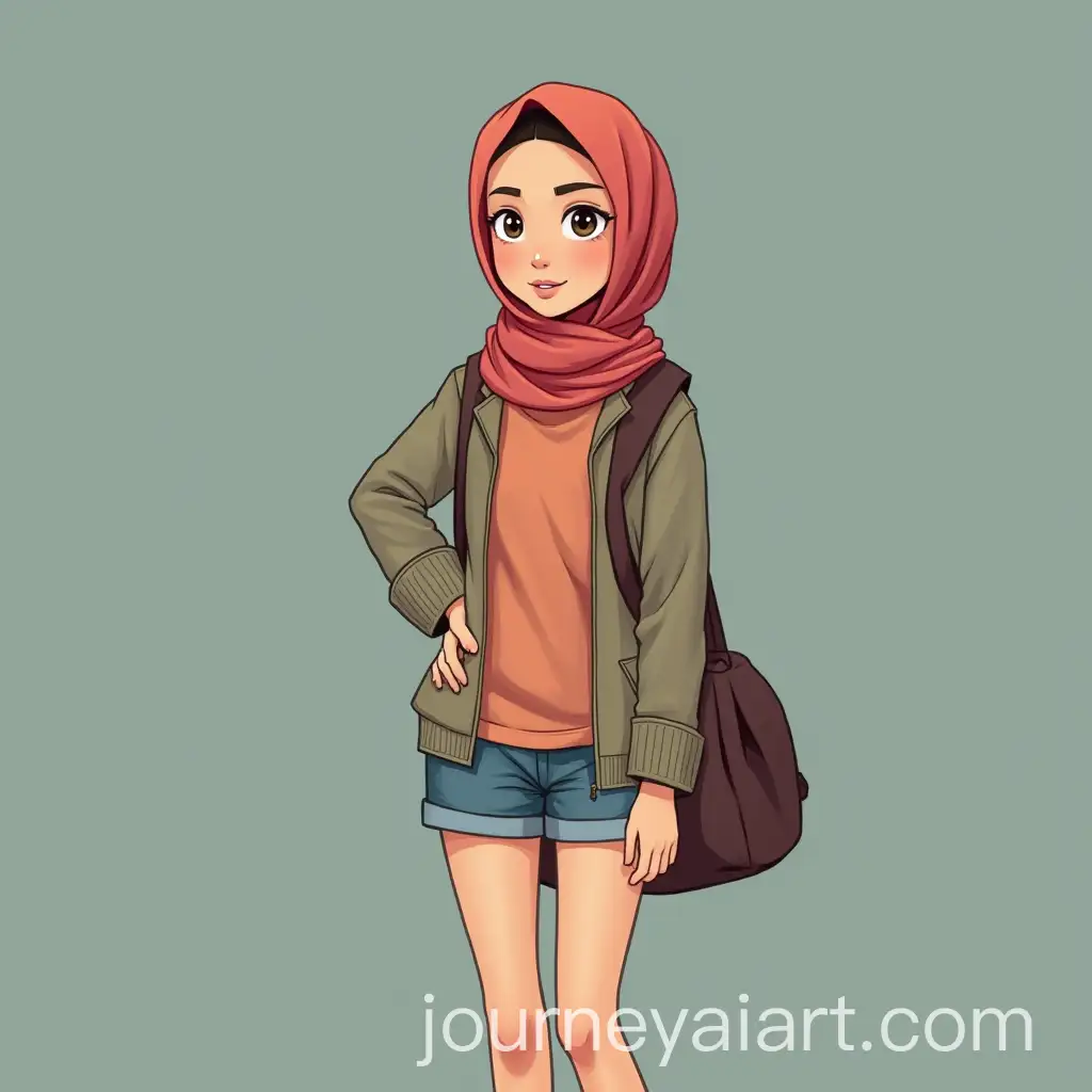 Girl-Wearing-Hijab-and-Shorts-in-a-Casual-Outdoor-Setting