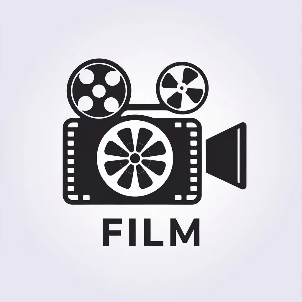 a vector logo design,with the text "Film", main symbol:Video mantash,Minimalistic,clear background