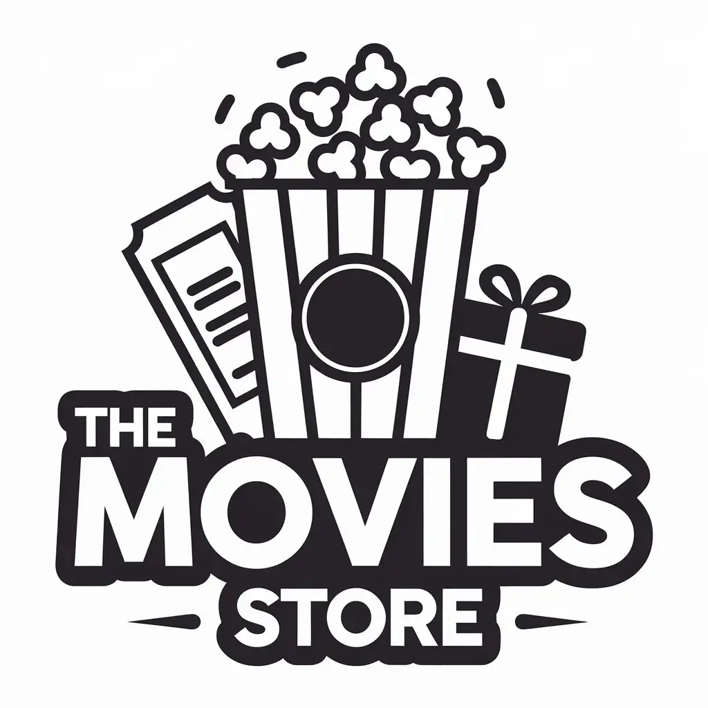 LOGO Design for The Movies Store Popcorn Cinema and Gift Themes in Retail