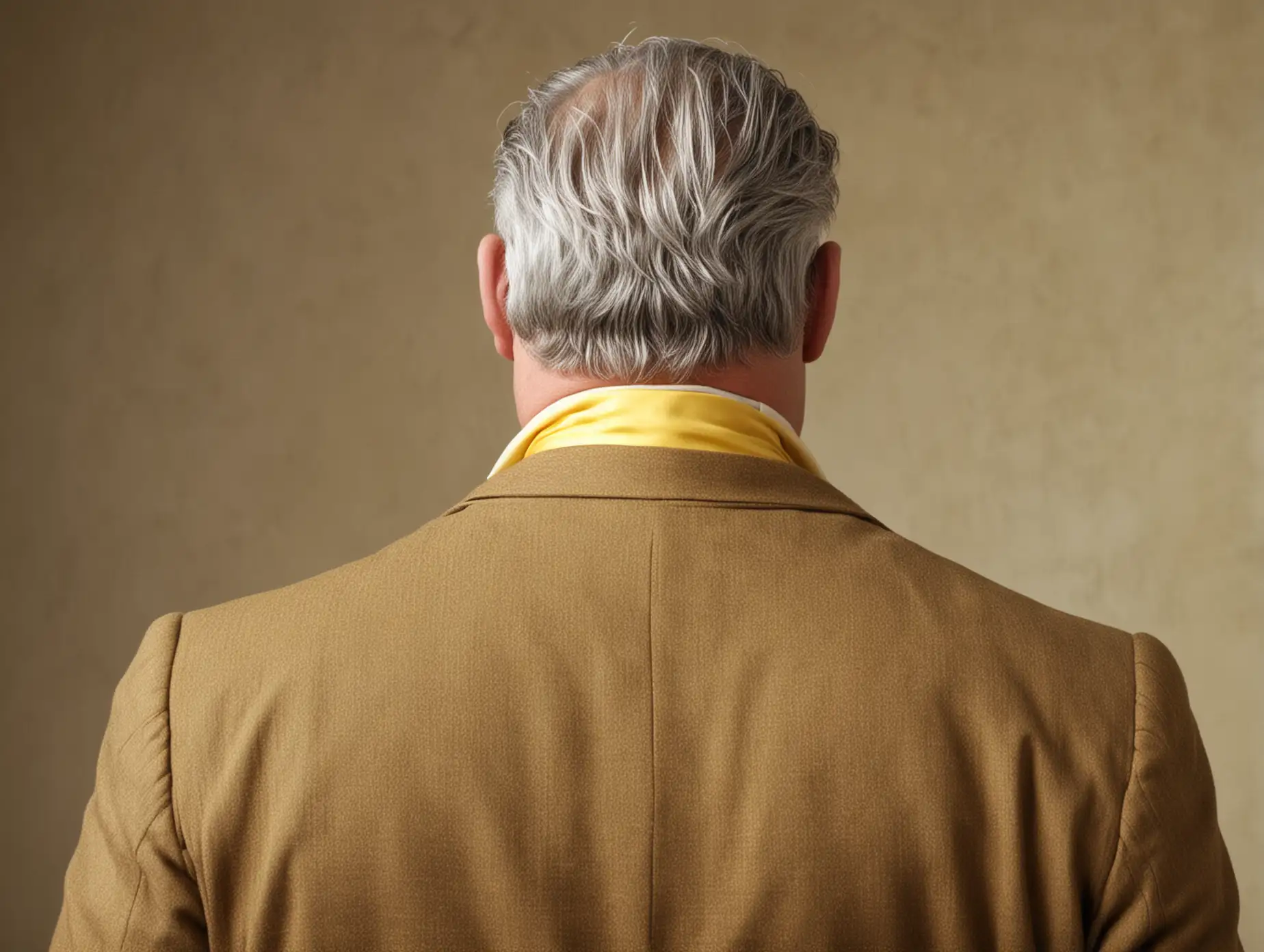 MiddleAged Caucasian Man in 1920s Brown Suit with Yellow Cravat