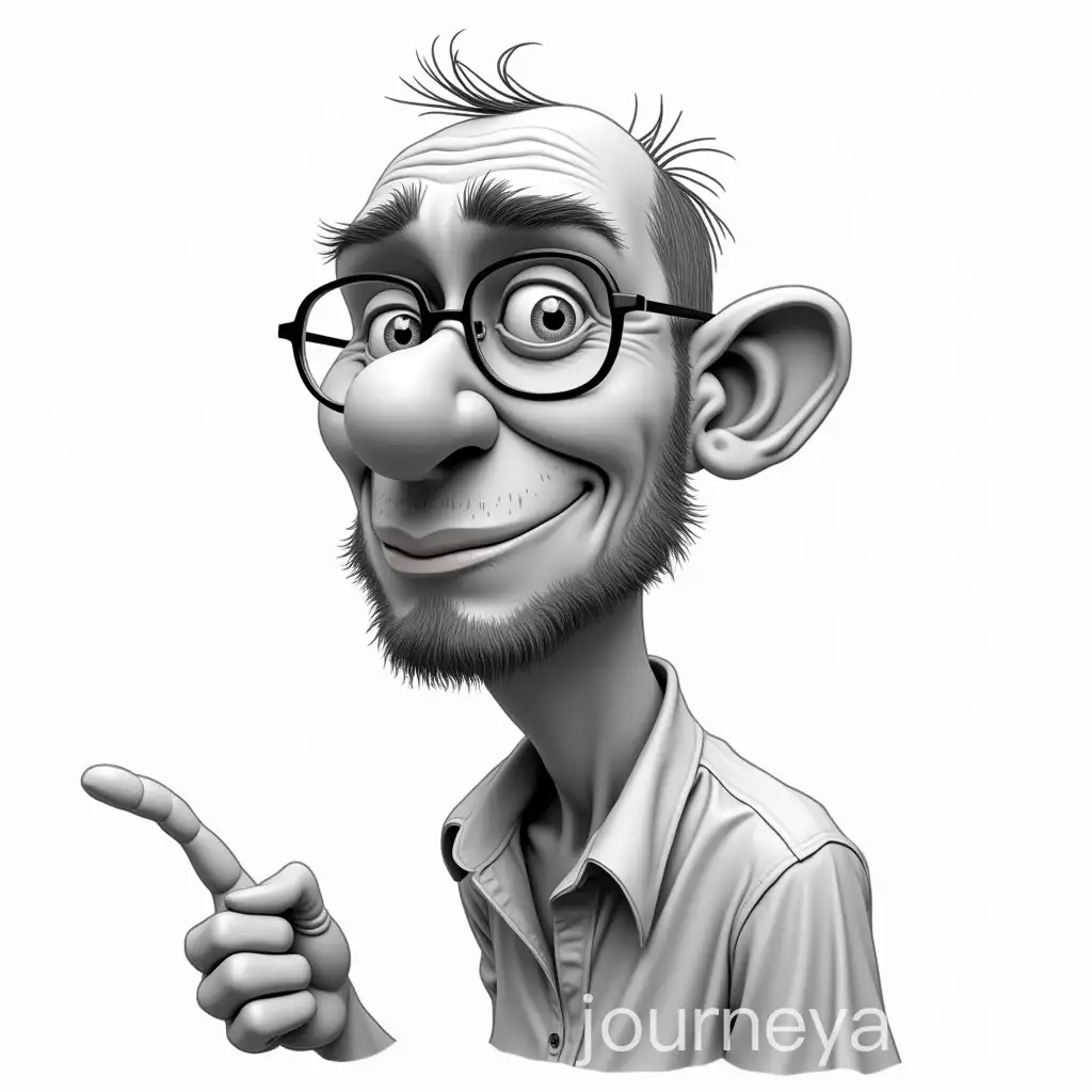 Cartoon-Illustration-of-a-Grumpy-Man-in-Black-and-White