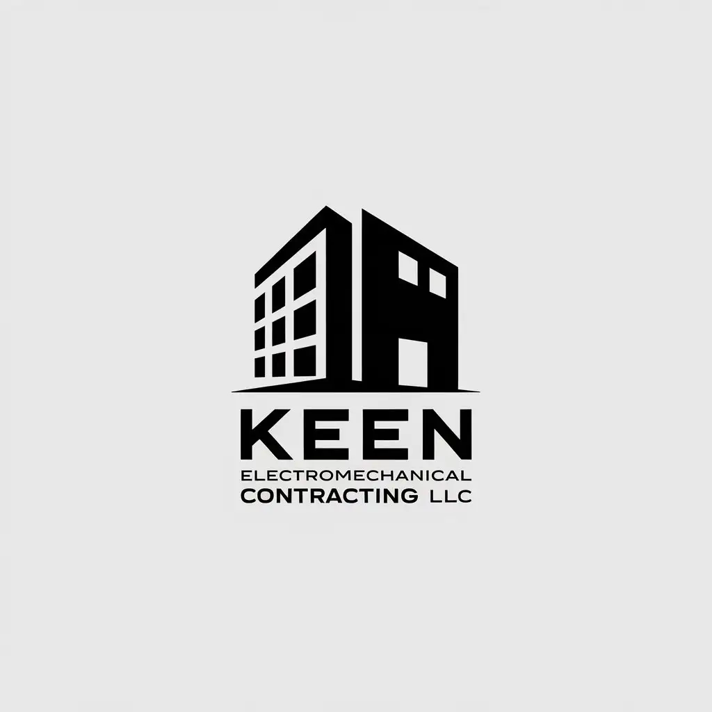 LOGO Design for KEEN Electromechanical Contracting LLC Minimalistic Building Symbol for Construction Industry