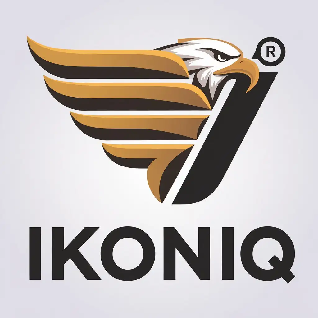 LOGO Design for IKONIQ Automotive Half Eagle Wing with I Modern Vector Style