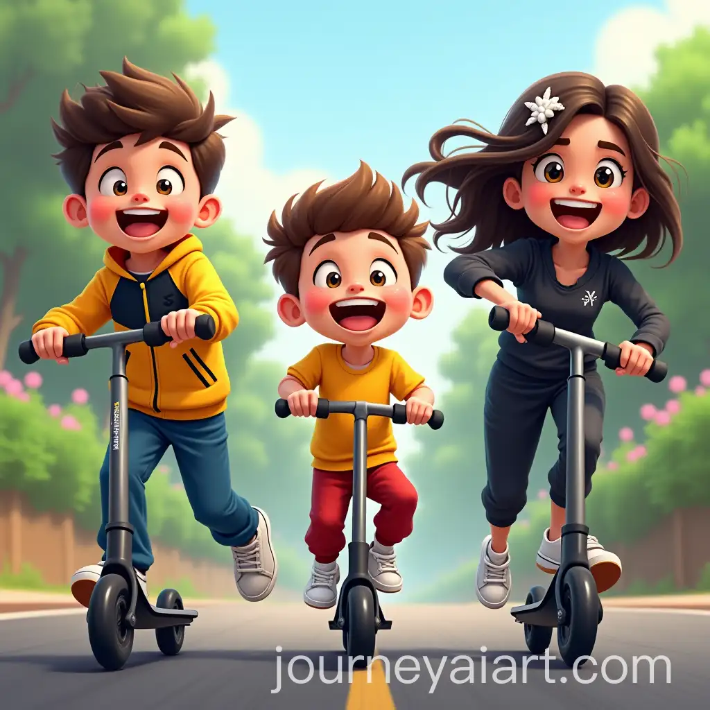 Three-Happy-People-Riding-Scooters-ExcAI-Art-Prompt-Expansionited-for-Minecraft-Movie