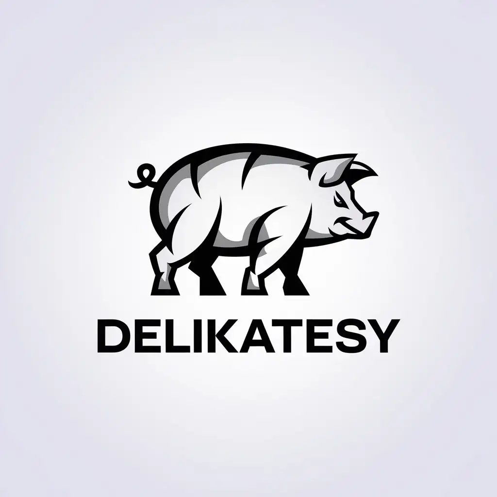 LOGO Design for DELIKATESY Minimalistic Pig Symbol for Sports Fitness Industry