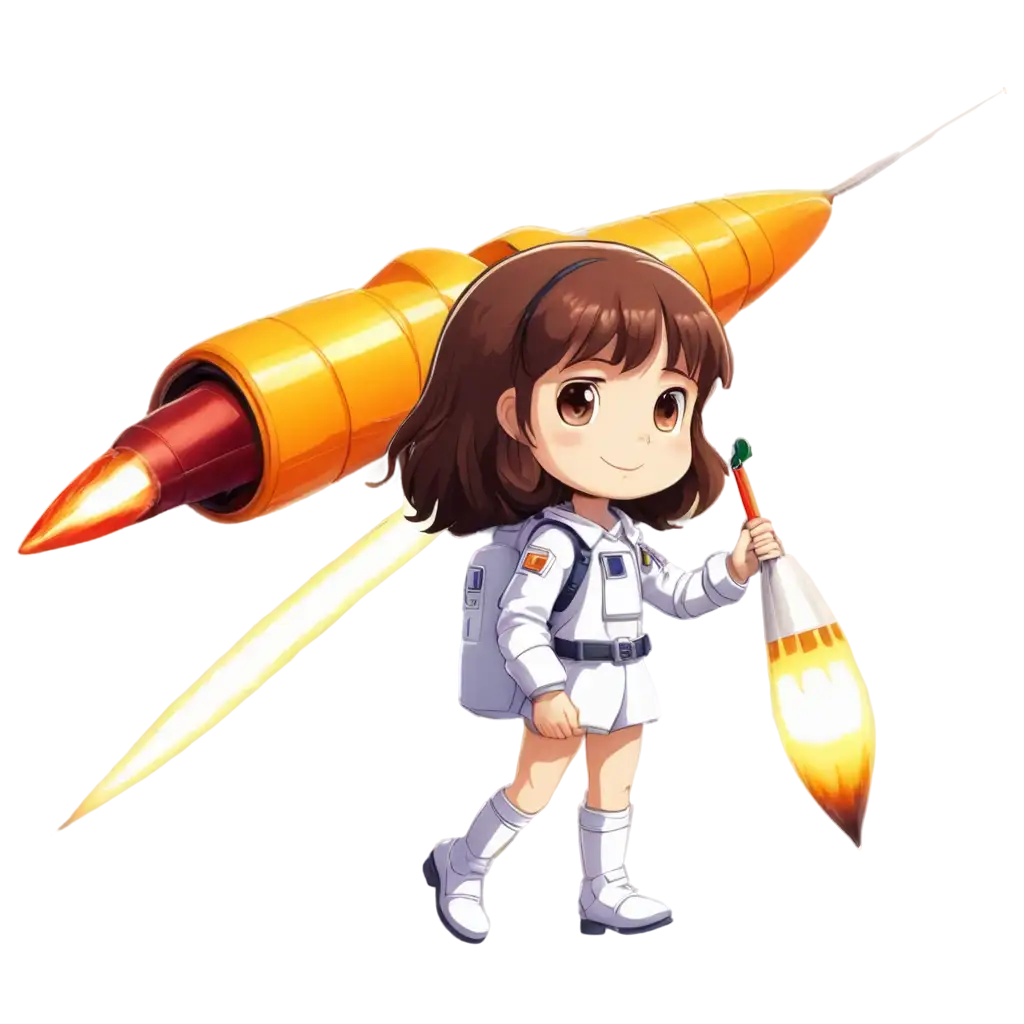 PNG-Image-Little-BrownHaired-Anime-Girl-Astronaut-Near-a-Rocket-on-Saturn