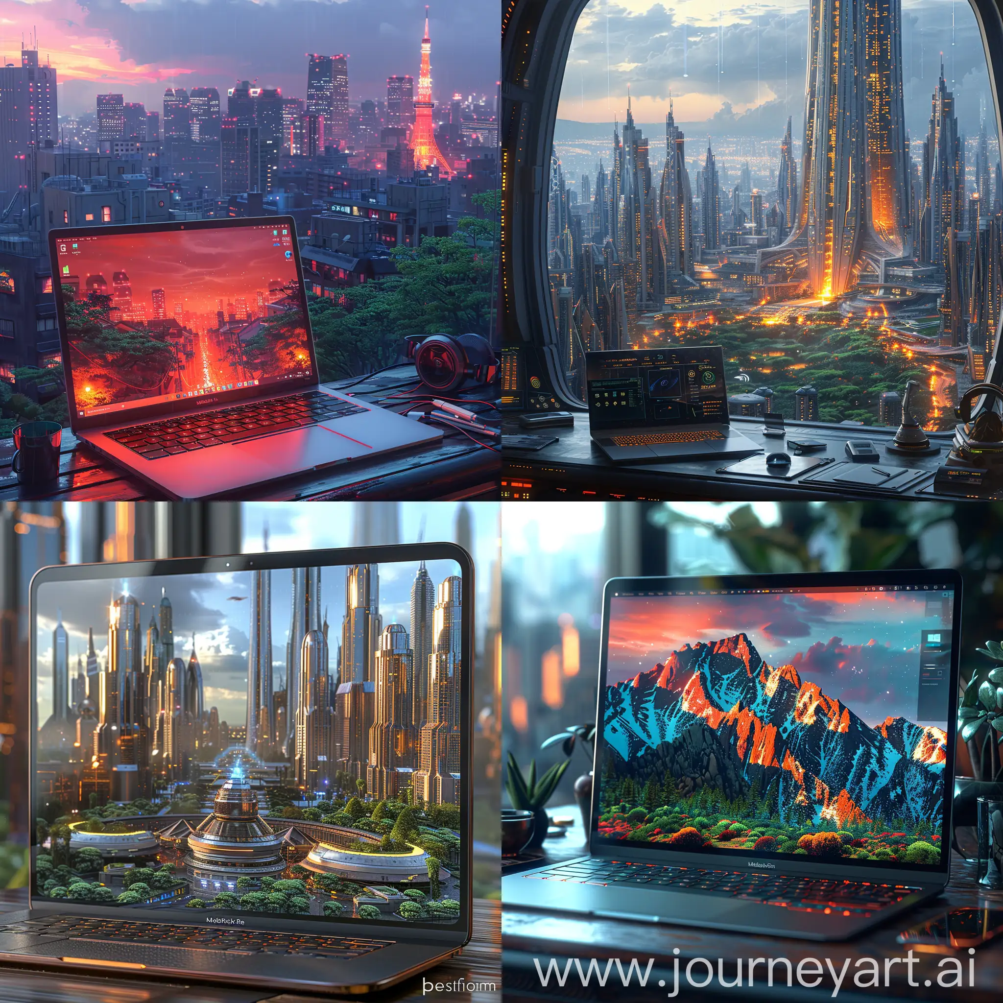 Futuristic-Holographic-Laptop-in-Modern-Utopian-Cityscape