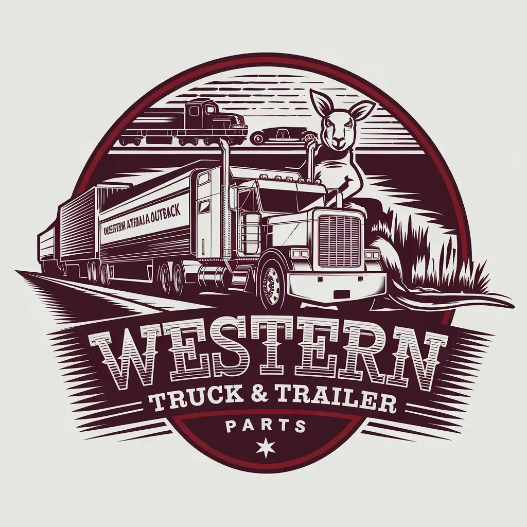 LOGO Design for Western Truck Trailer Parts OutbackInspired Heavy Haulage Theme with Roadtrain and Kangaroo