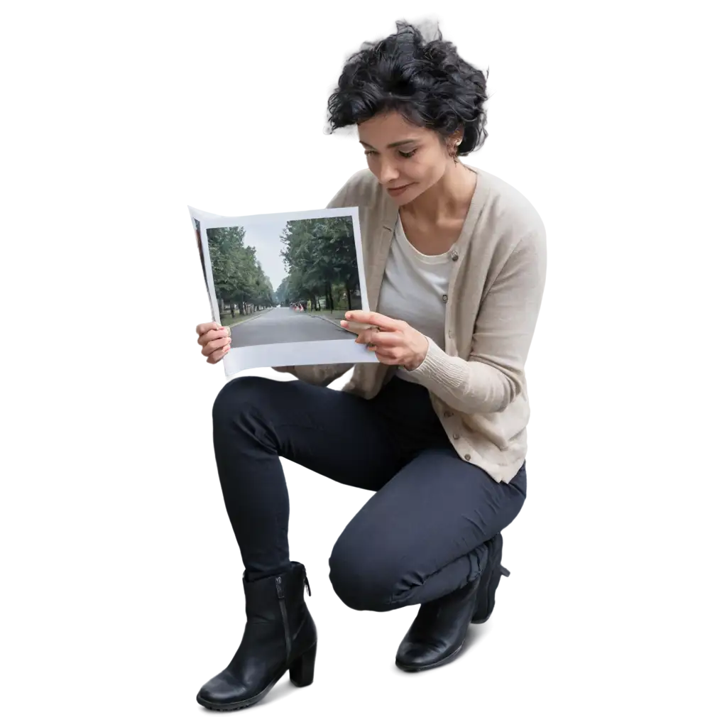 Reflective-Moment-Person-Viewing-an-Old-Photo-in-PNG-Format