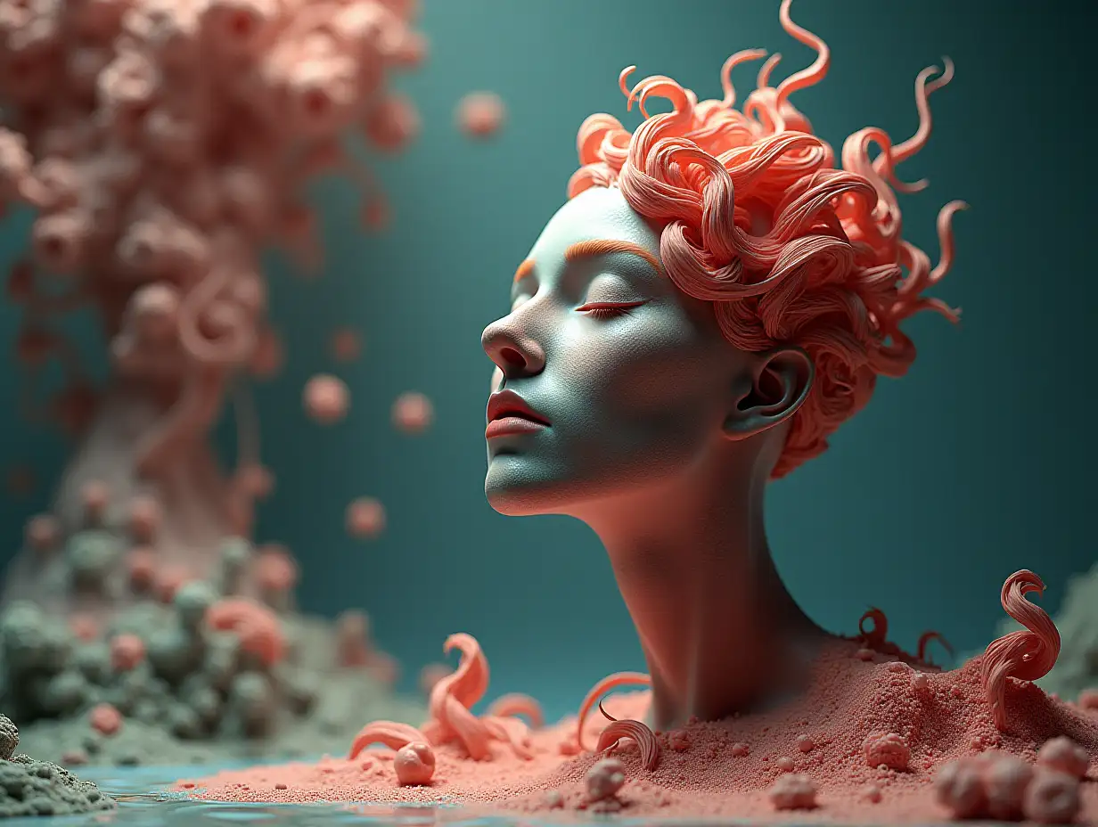 Surrealistic questions for the artificial unconscious 3d rendering