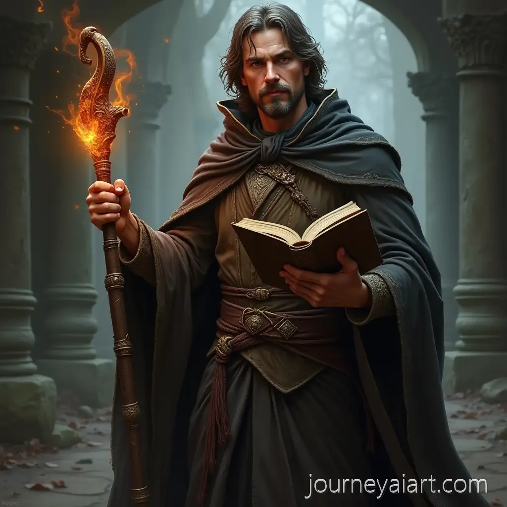 Handsome-DnAI-Art-Prompt-ExpansionD-Sorcerer-in-Robes-with-Mage-Staff-and-Spellbook