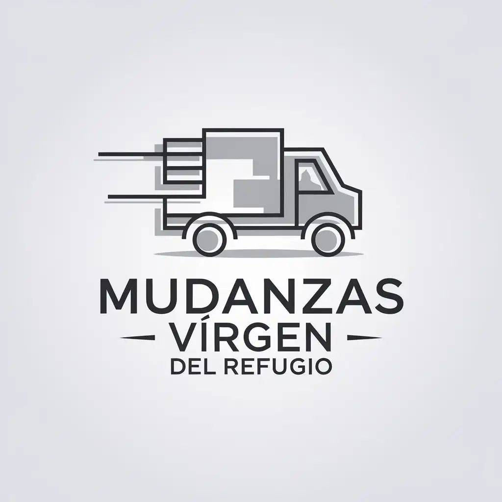 a vector logo design,with the text "Mudanzas Virgen del Refugio", main symbol:moving company and transportation from Seville. In Spanish.,Minimalistic,be used in transporte industry,clear background