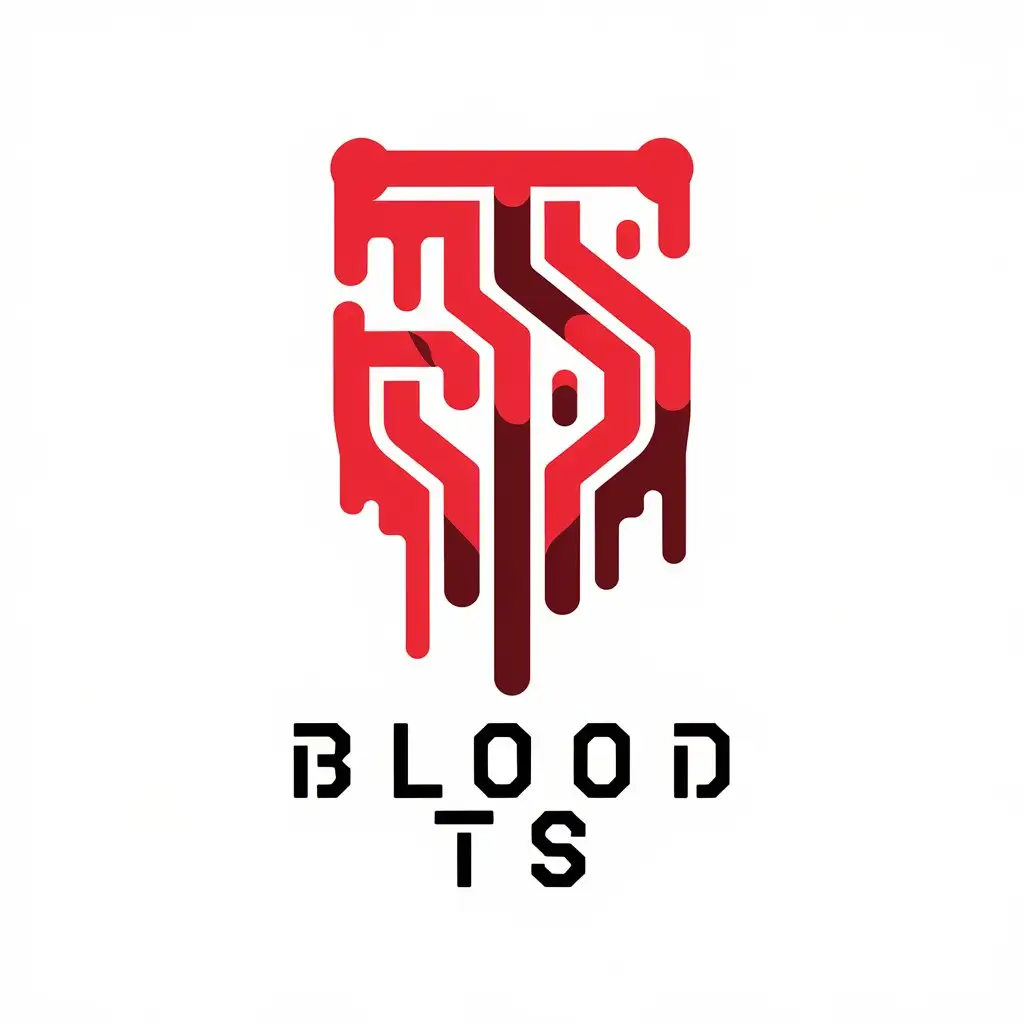 LOGO Design for Blood TS Bold Combination of B and D with Blood Drips for Technology Industry